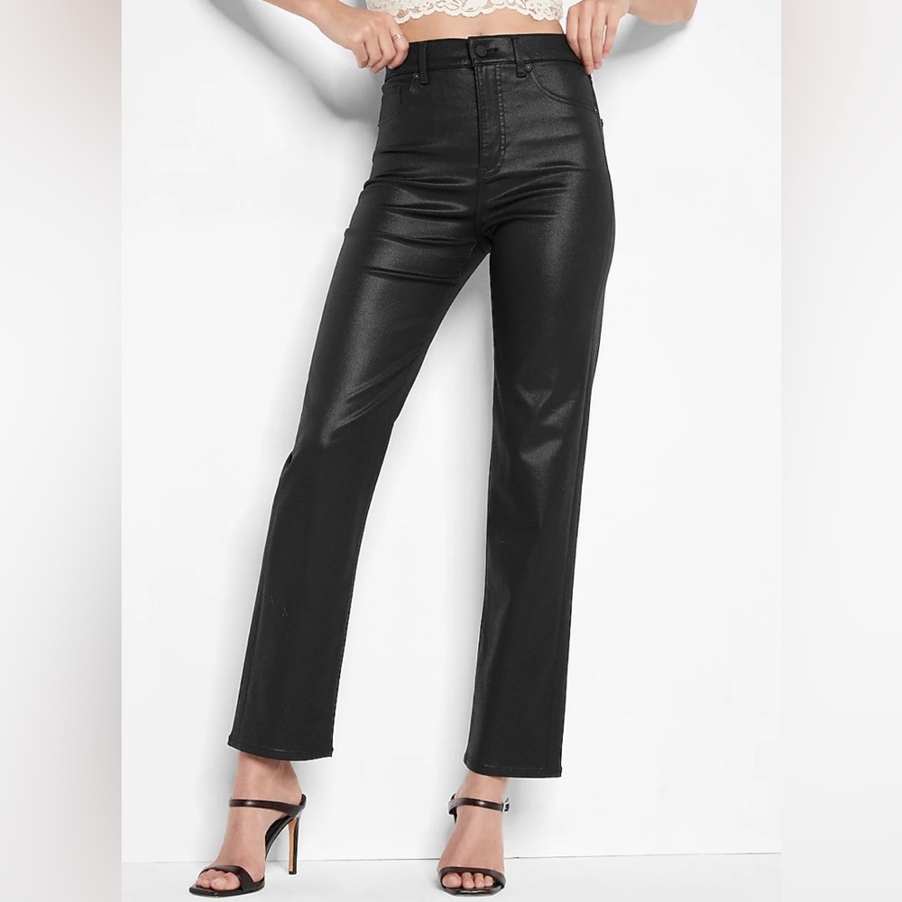Express Black Coated Straight Leg Jeans